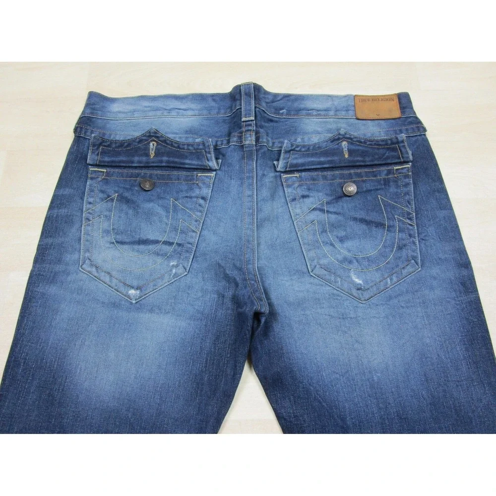 True Religion Men's Designer Jeans - Geno Relaxed Slim USA Black Size 42x34 Blue